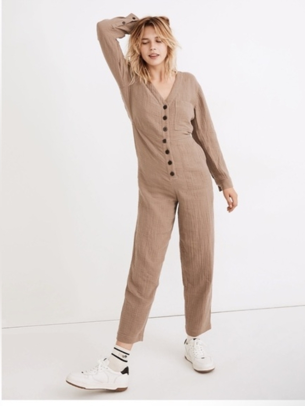 Madewell Women's Lightspun Gauze Tapered Leg Jumpsuit Coverall Size XS